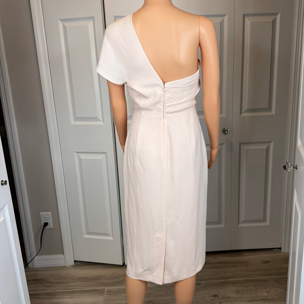 REISS Womens Riana One Shoulder Draped Midi Dress in Pink Cocktail Wedding 2 - Picture 7 of 12